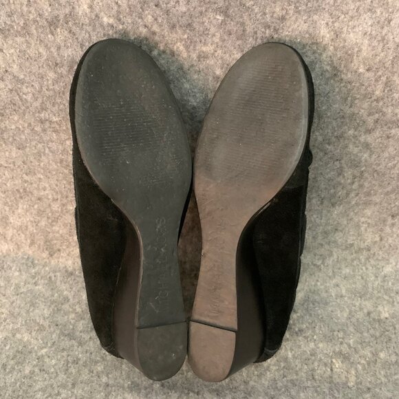 MICHAEL Michael Kors Women's Black Leather Wedge Suede Slip on Heel Bow Shoes - Picture 13 of 13